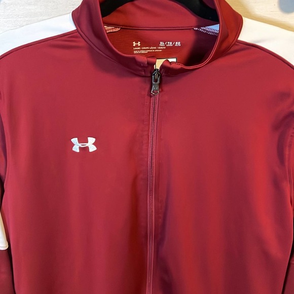 Under Armour mens XL Cranberry color block track zip light jacket - Picture 2 of 7